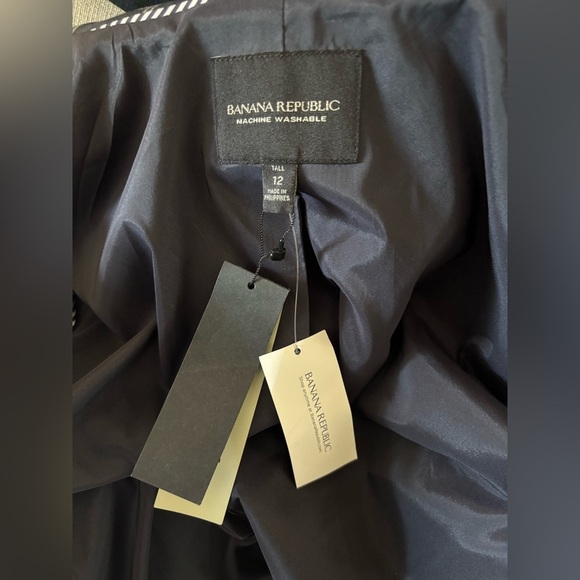 Banana Republic Blazer Windowpane Plaid Blue Size 12 NWT - Picture 5 of 6